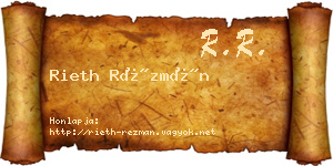 Rieth Rézmán névjegykártya